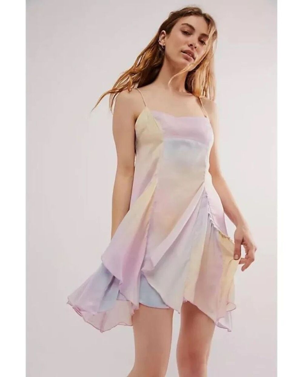 Free People Flutter Fairy Mini Dress Candy Combo Watercolor Tie Dye Small